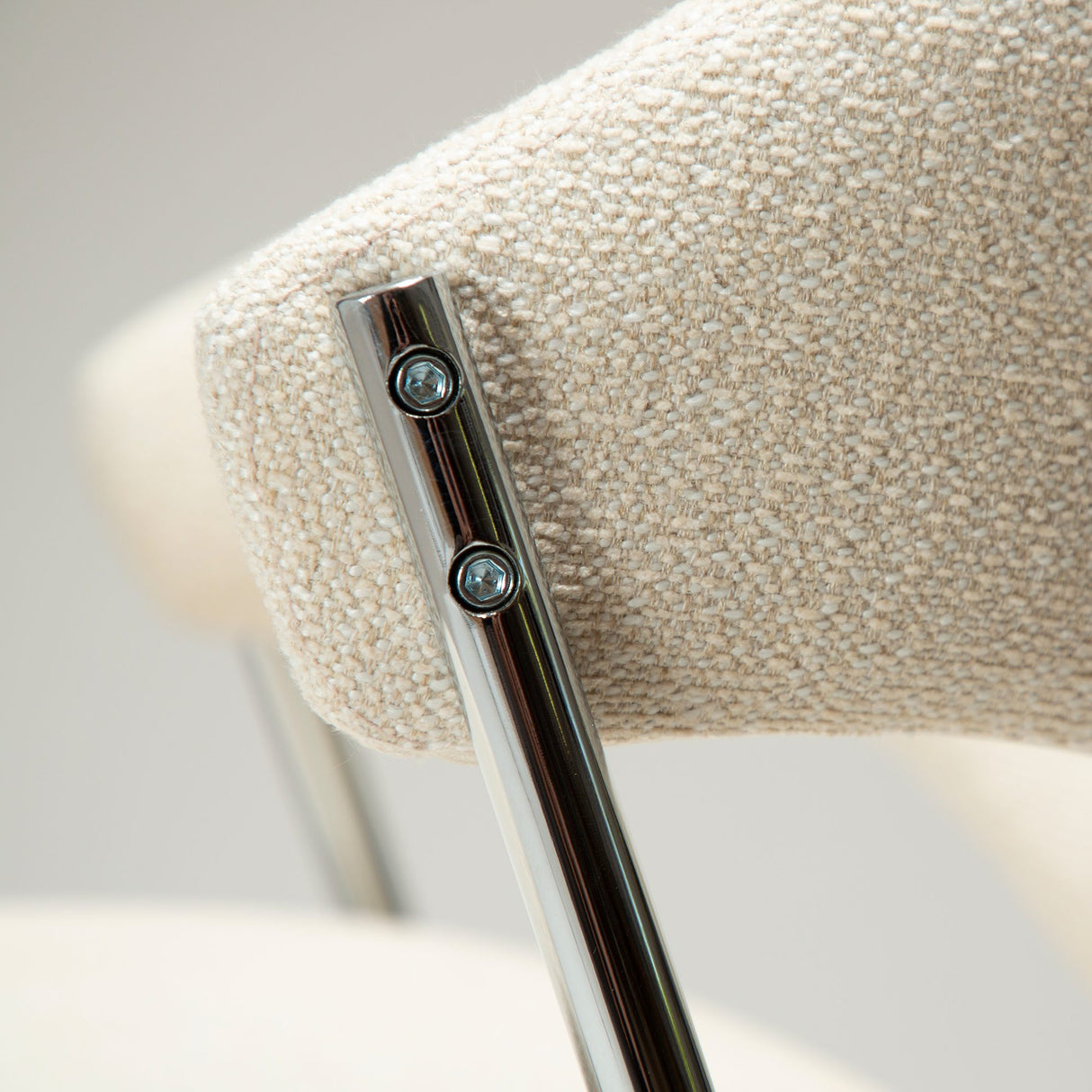 Zone Stol Simply Beige Bouclé, Chrome