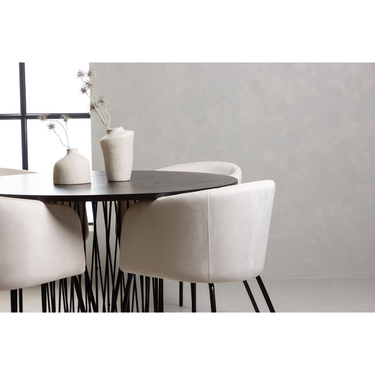 Stone, Berit Rund matgrupp Beige, Svart, Svart, Mocka, ⌀120