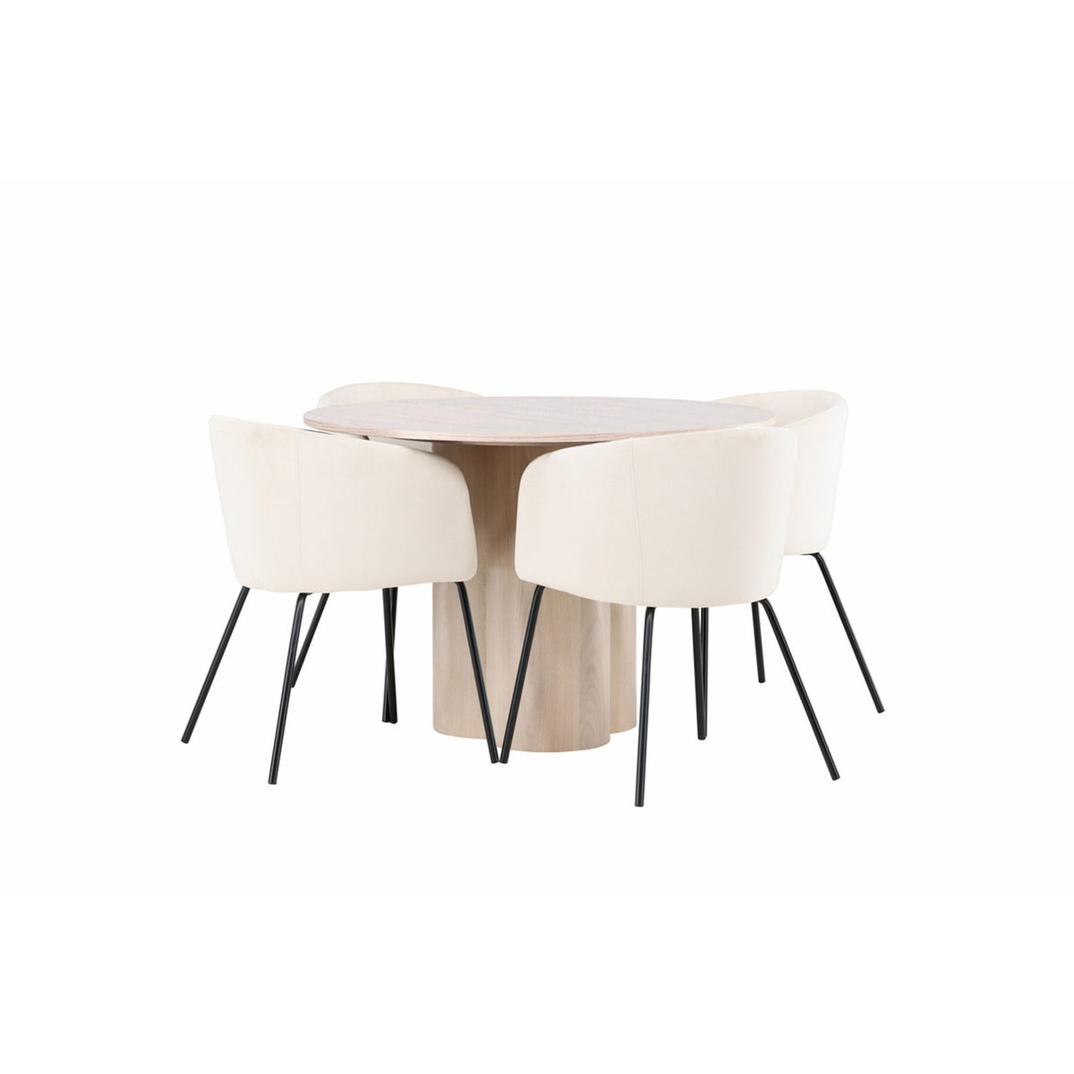 Olivia, Berit Rund matgrupp Beige, Vitputsad, 4st