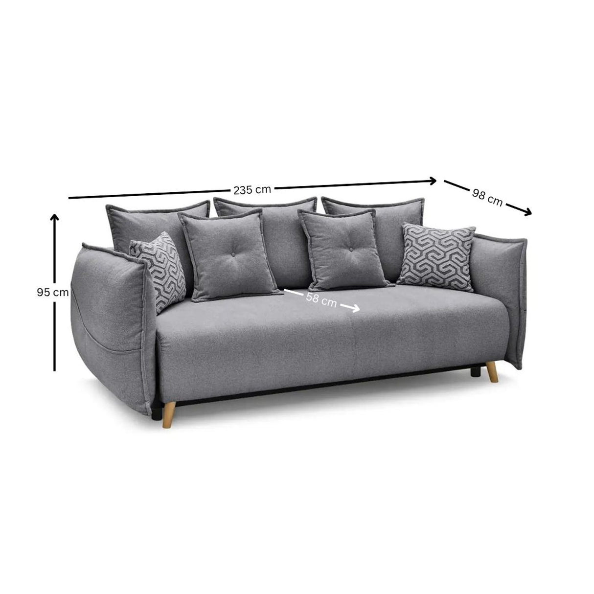 Eros 3-sits bäddsoffa Grå
