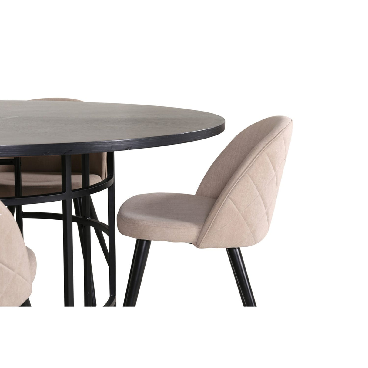 Copenhagen, Velvet Rund matgrupp Beige,Svart, Svart, ⌀140