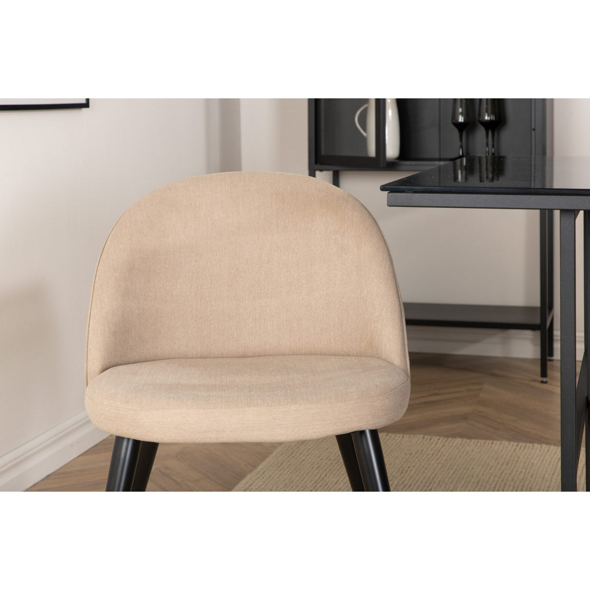 Leif, Velvet Rektangulär matgrupp Beige, Svart, Svart, 200 x 90