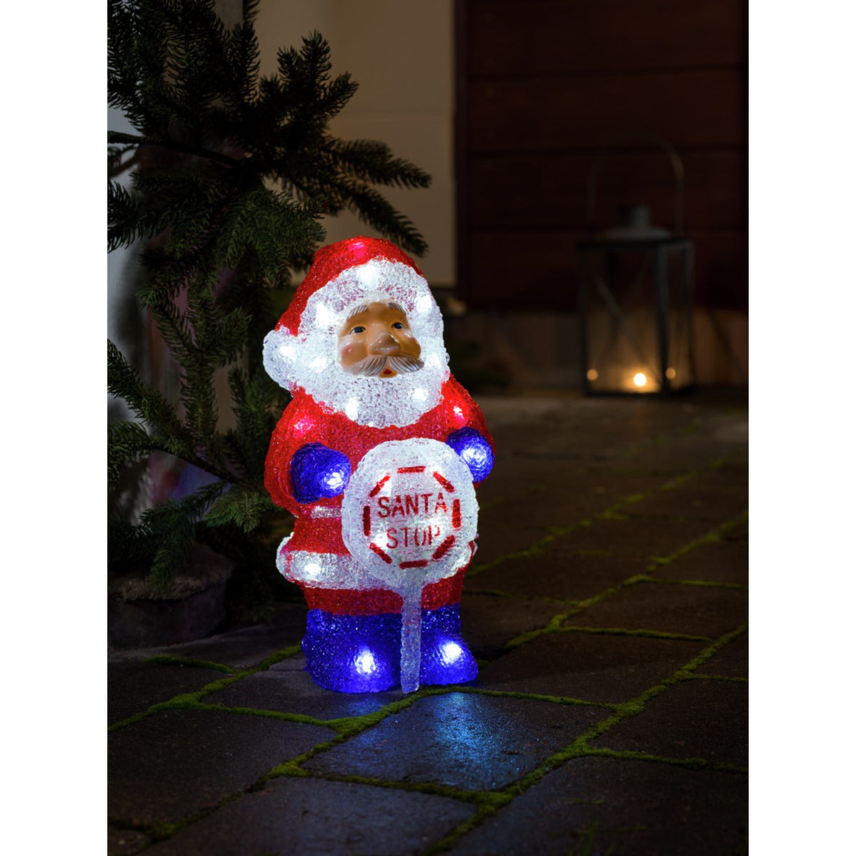 Tomte m skylt akryl LED 4xAA Ljusdekoration Ute