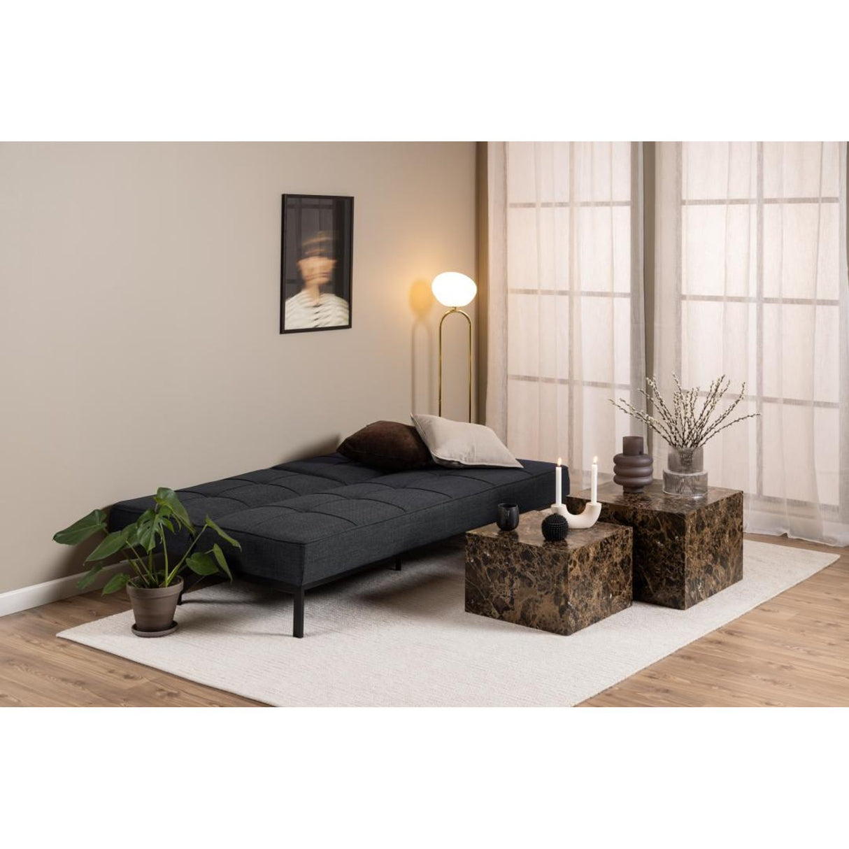 Reese Bäddsoffa Basel tyg Mörkgrå