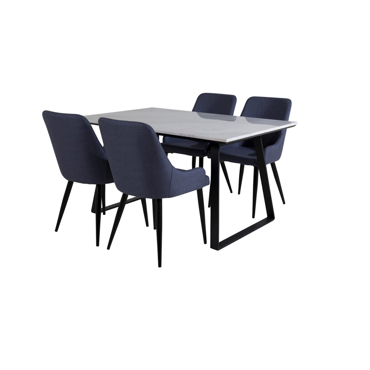 Estelle, Plaza Rektangulär matgrupp Svart,Blå, Svart, vit, 140 x 90