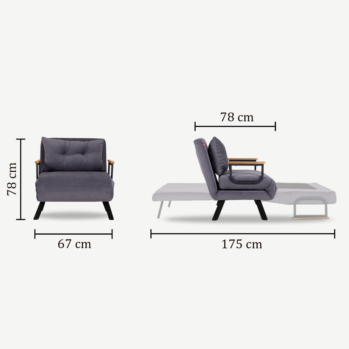 Freetown Single (26 x 120 x 60 cm) 1-sits bäddsoffa Creme