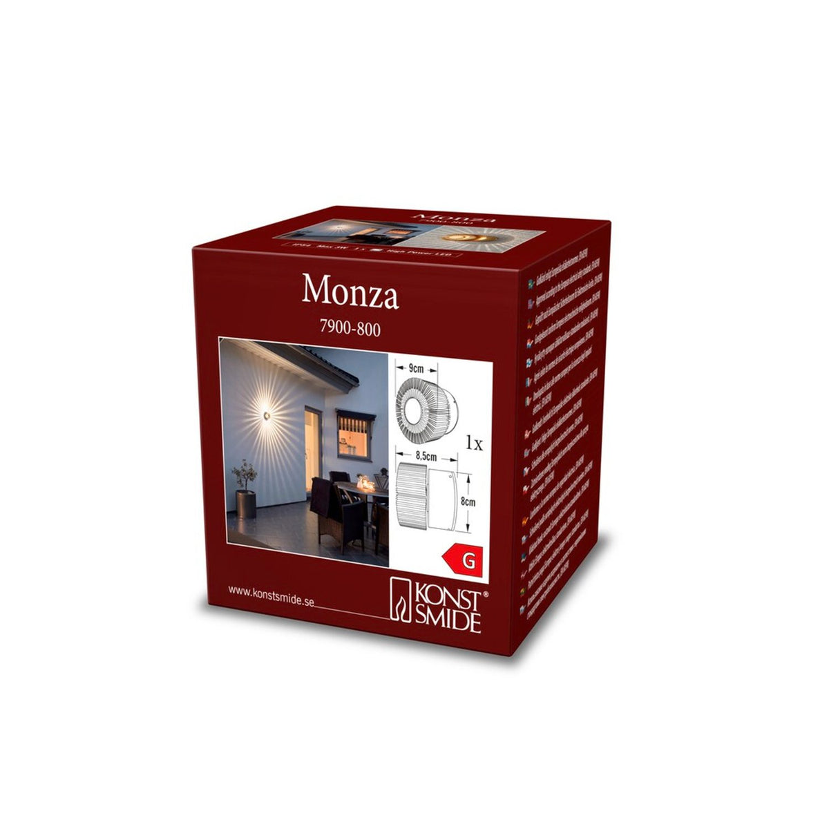 Monza HP-LED 3W Vägglampa Ute Mässing