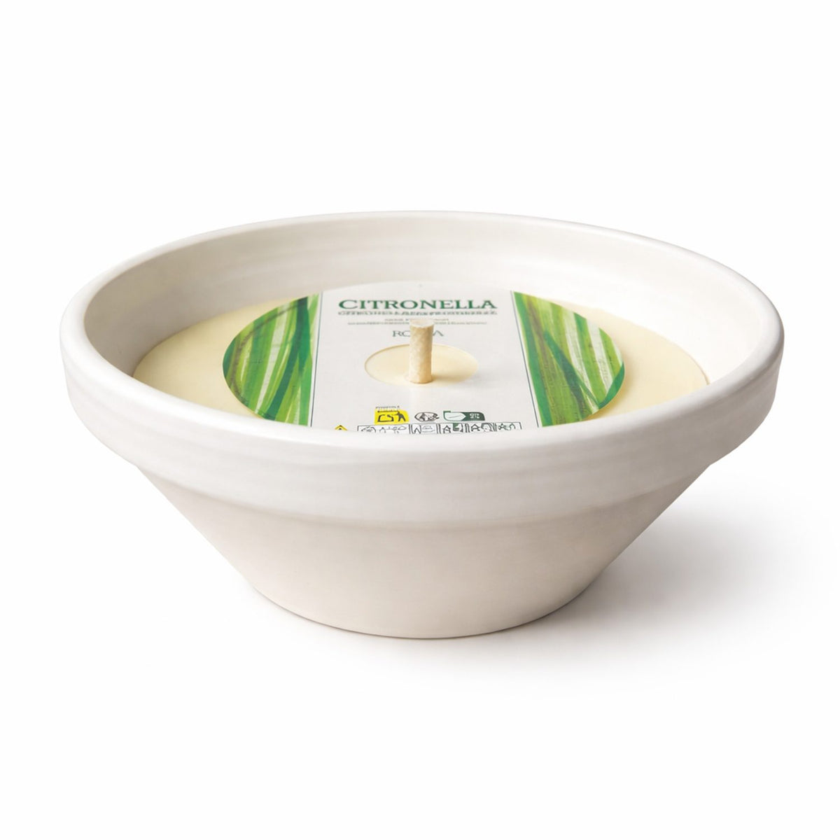 Citronella i Terrakottaskål Doftljus Vit, 70x155 mm