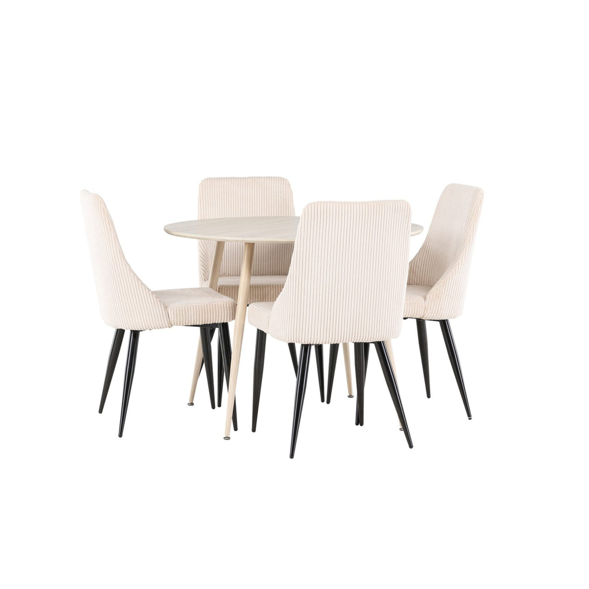 Plaza, Leone Rund matgrupp Beige, Vitputsad, 4st
