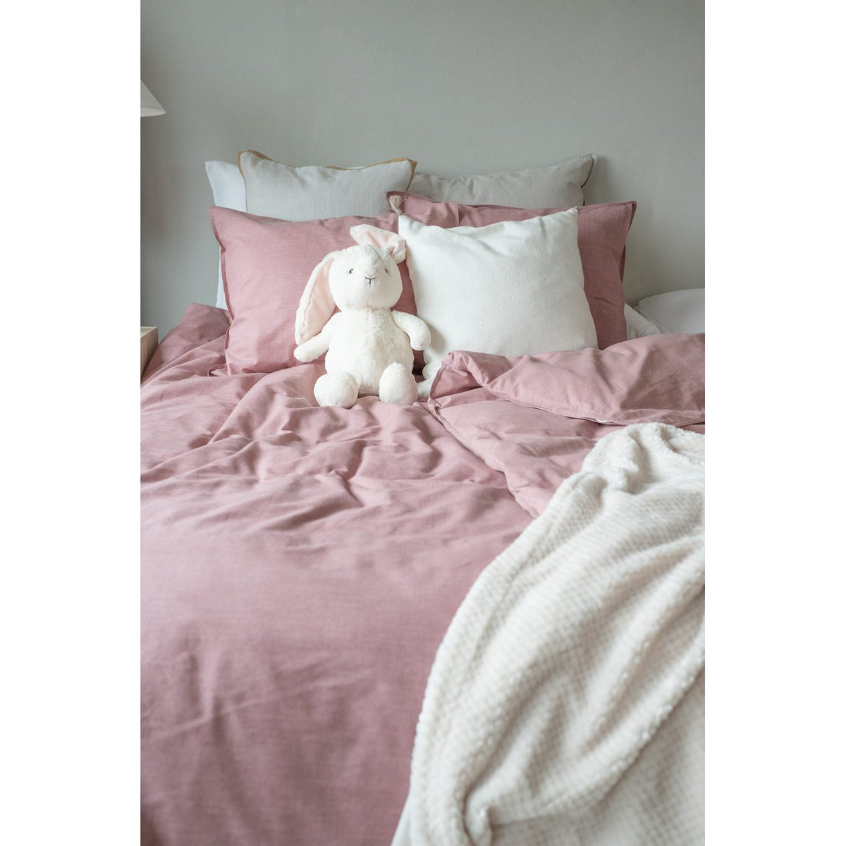 2-Dels Set Washed Påslakanset Enkelsäng Ny Rosa