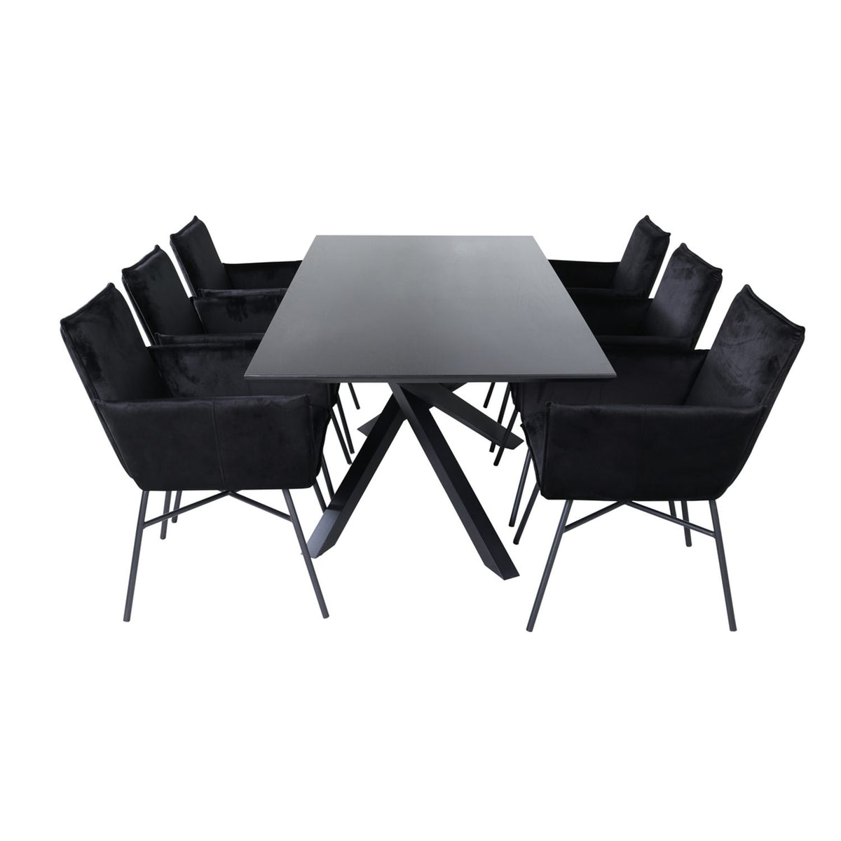 Piazza, Petra Rektangulär matgrupp Svart, Svart, 180 x 90