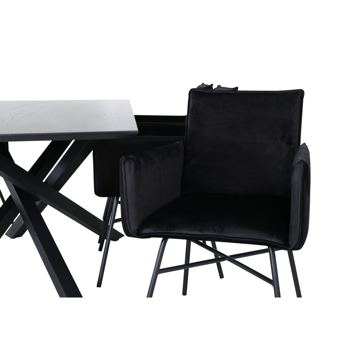 Piazza, Petra Rektangulär matgrupp Svart, Svart, 180 x 90