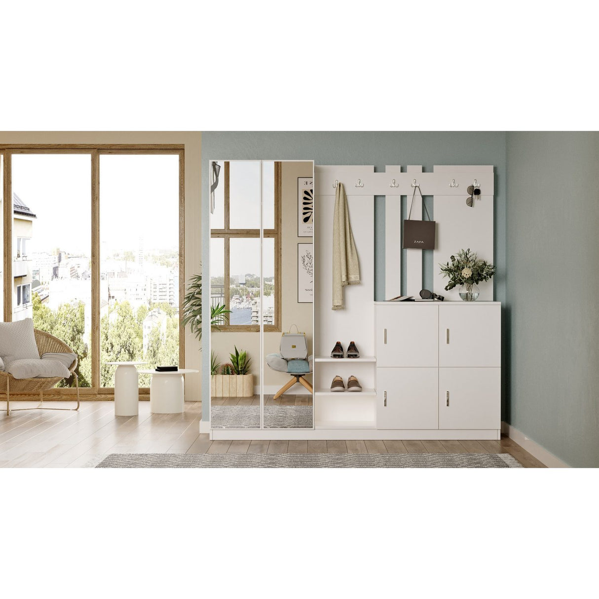 Zelino (187,2 x 180 x 37,5 cm) Hallstativ Vit