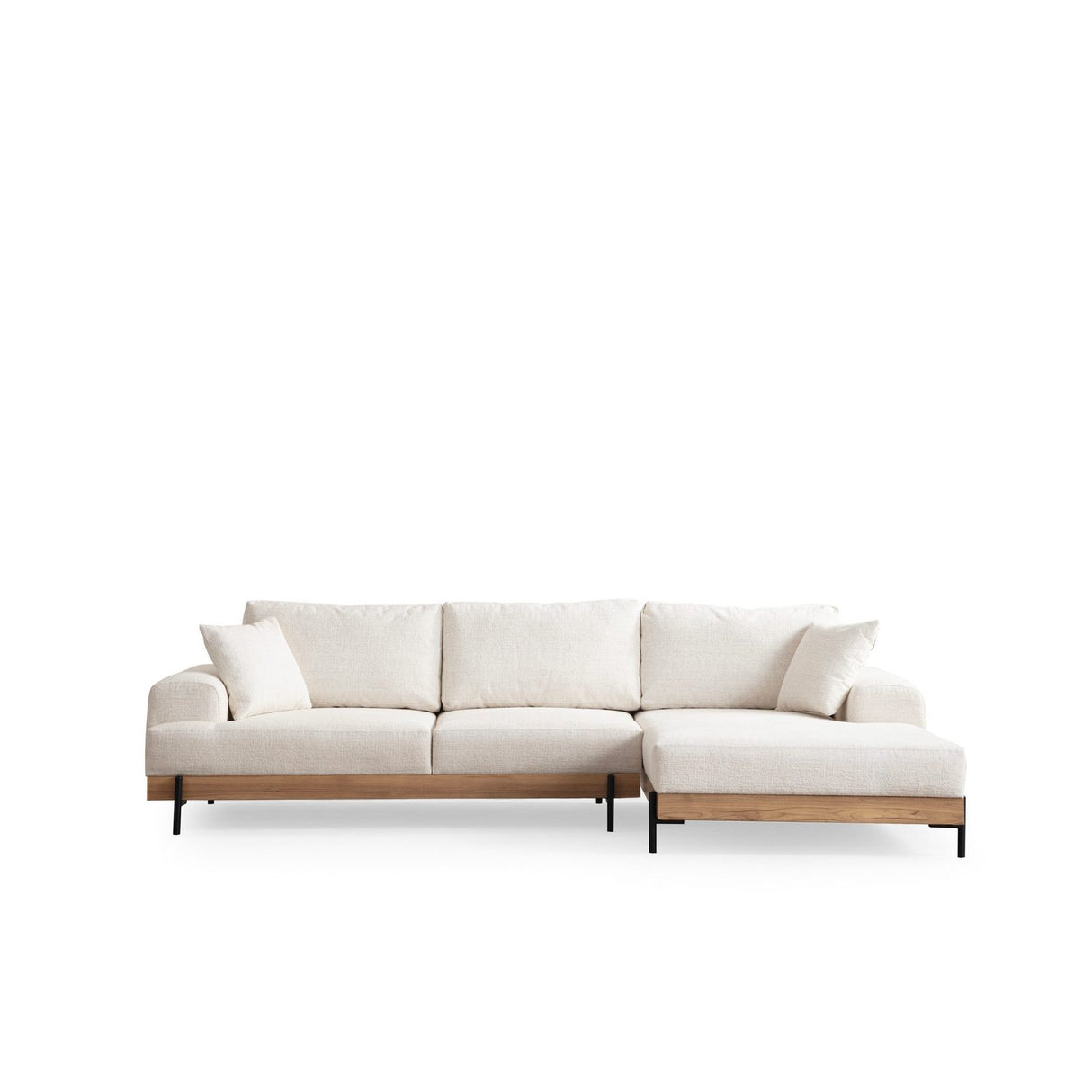 Kigali Oak (280-170 x 98 x 78 cm) Hörnsoffa Vit, Höger