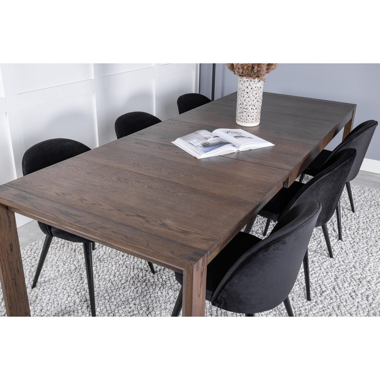 Slider, Velvet Rektangulär matgrupp Svart, Natur, 170 x 95