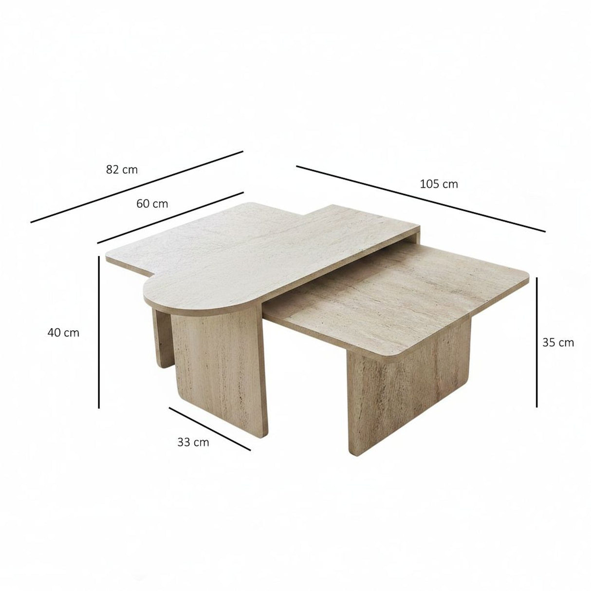 Reykjavik (82 x 40 x 33 cm) Soffbordsset Brons travertin