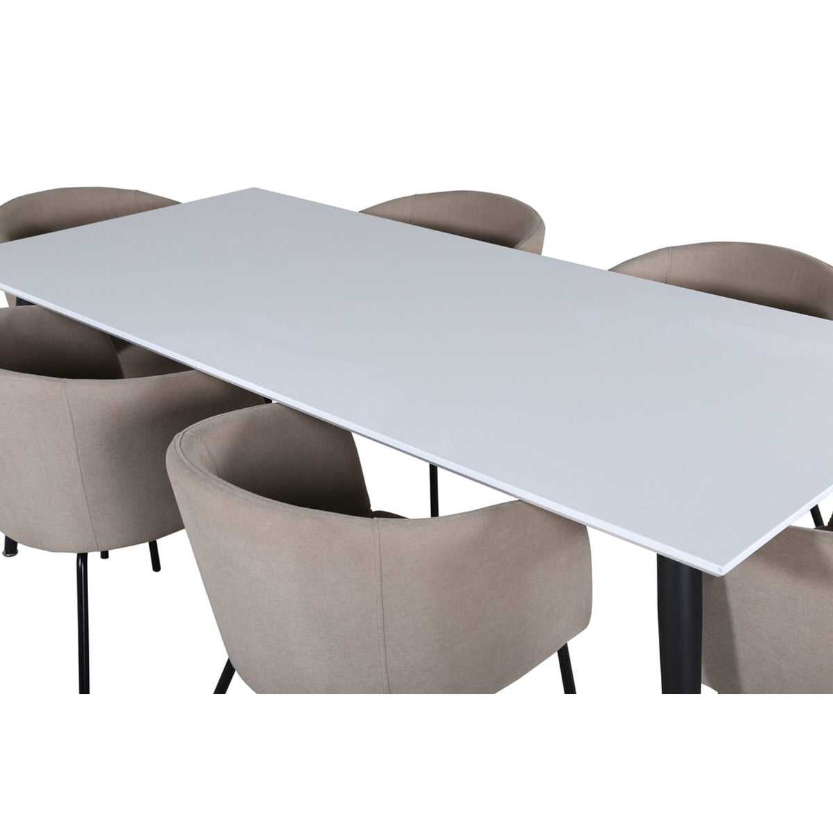 Jimmy, Berit Rektangulär matgrupp Beige, Svart, Svart,Vitt, 195 x 90