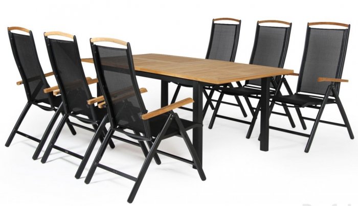 Lyon Matgrupp 152-210 cm ink 4st Andy Pos. Svart/Teak