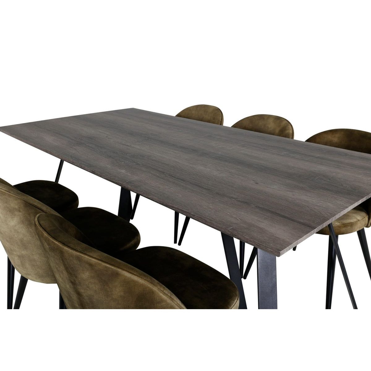 Marina, Velvet Rektangulär matgrupp Svart,Grön, Svart,Grå, 180 x 90