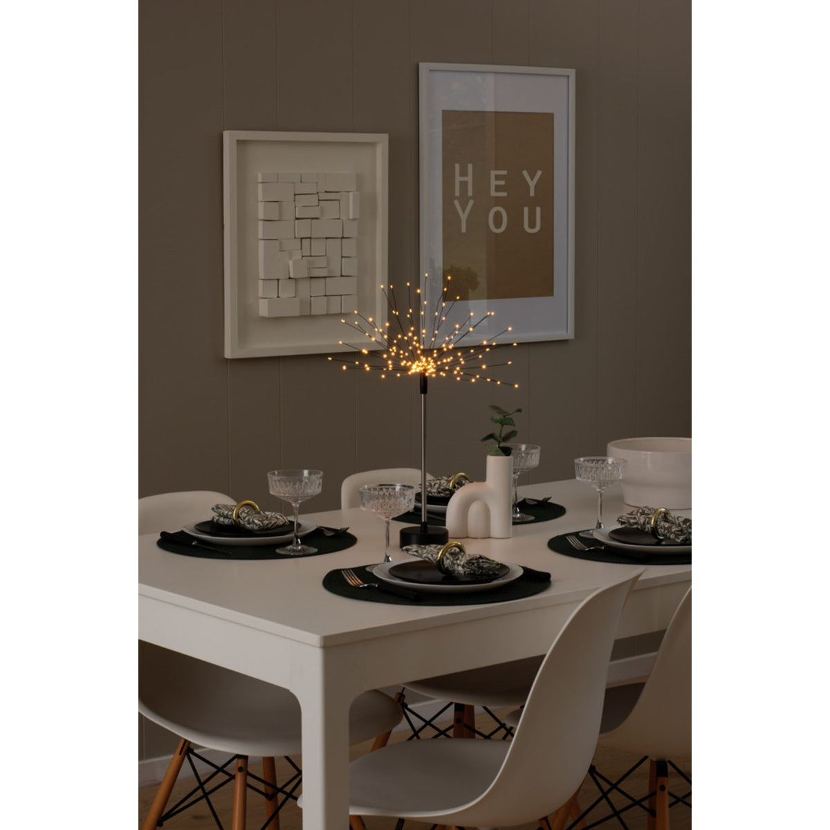 Metall 4x40 Amber LED 50cm timer 6h Stående Ljusdekoration Inne Svart