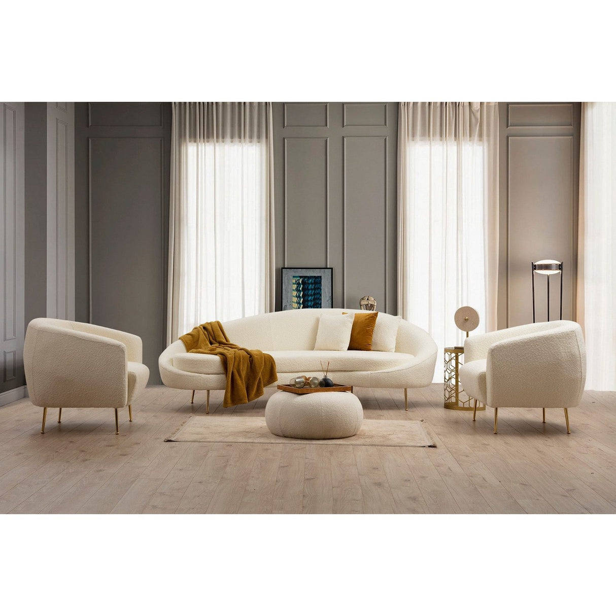 Luanda (255 x 85 x 120 cm) 3-sitssoffa Creme