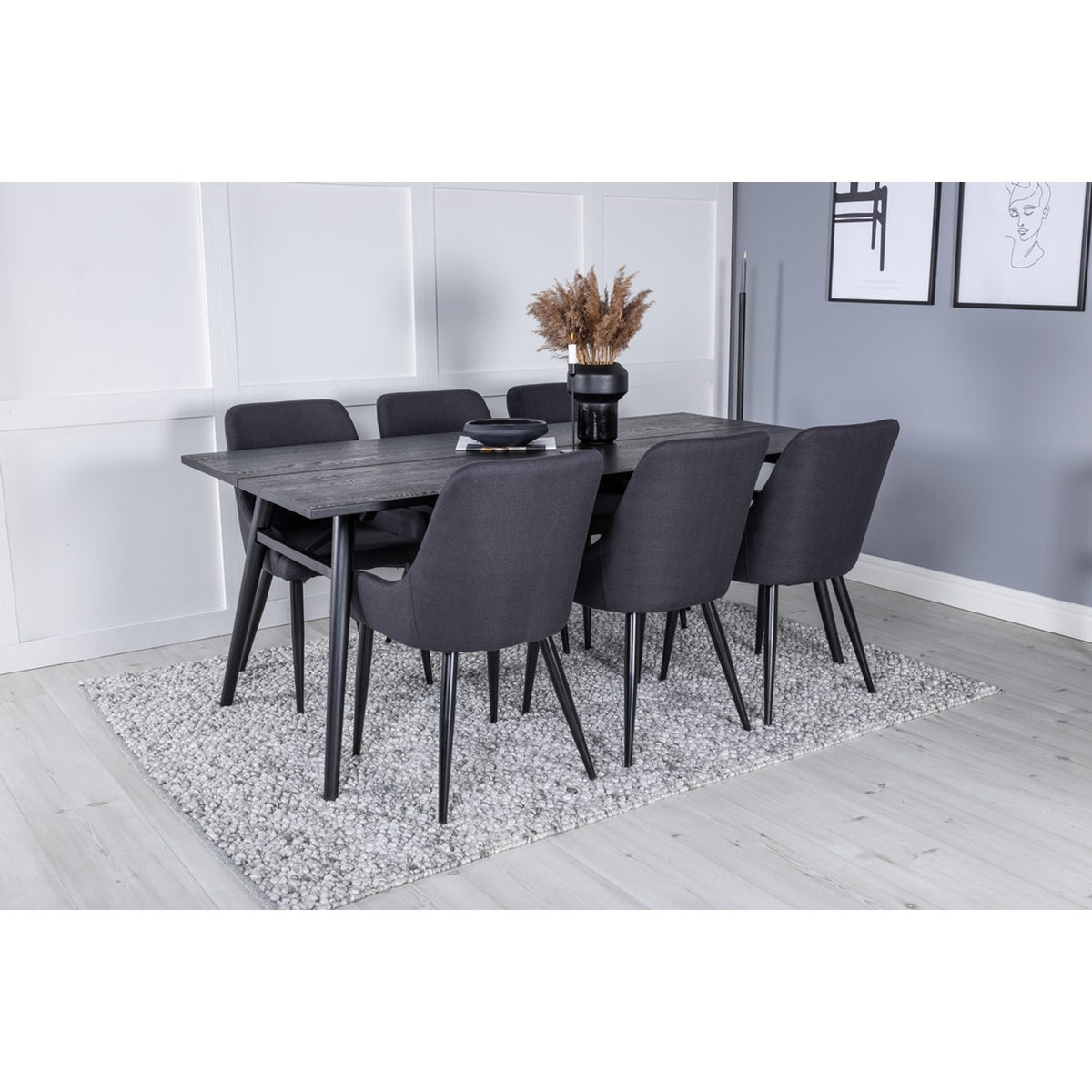 Sleek, Plaza Rektangulär matgrupp Svart, Svart, 195 x 95