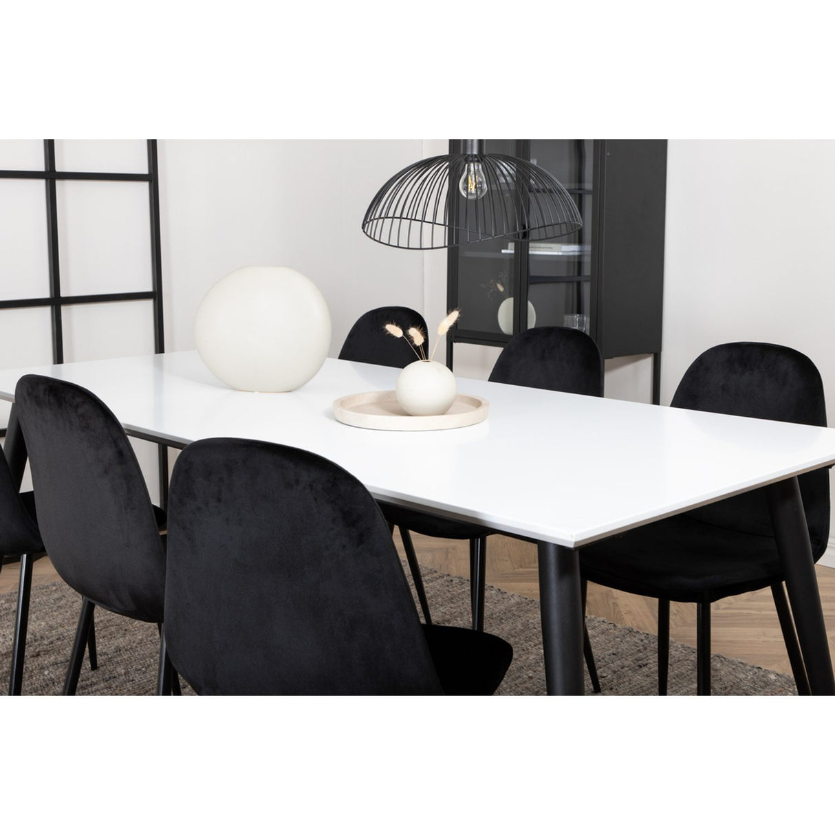Jimmy, Polar Rektangulär matgrupp Svart, Svart, vit, 195 x 90