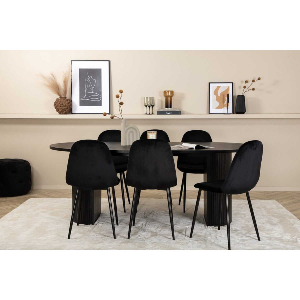 Bianca, Polar Oval matgrupp Svart, Svart, 200 x 90