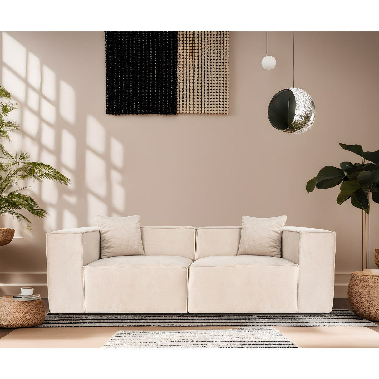 Tbilisi 2-sits (220 x 108 x 65 cm) 2-sitssoffa Kräm