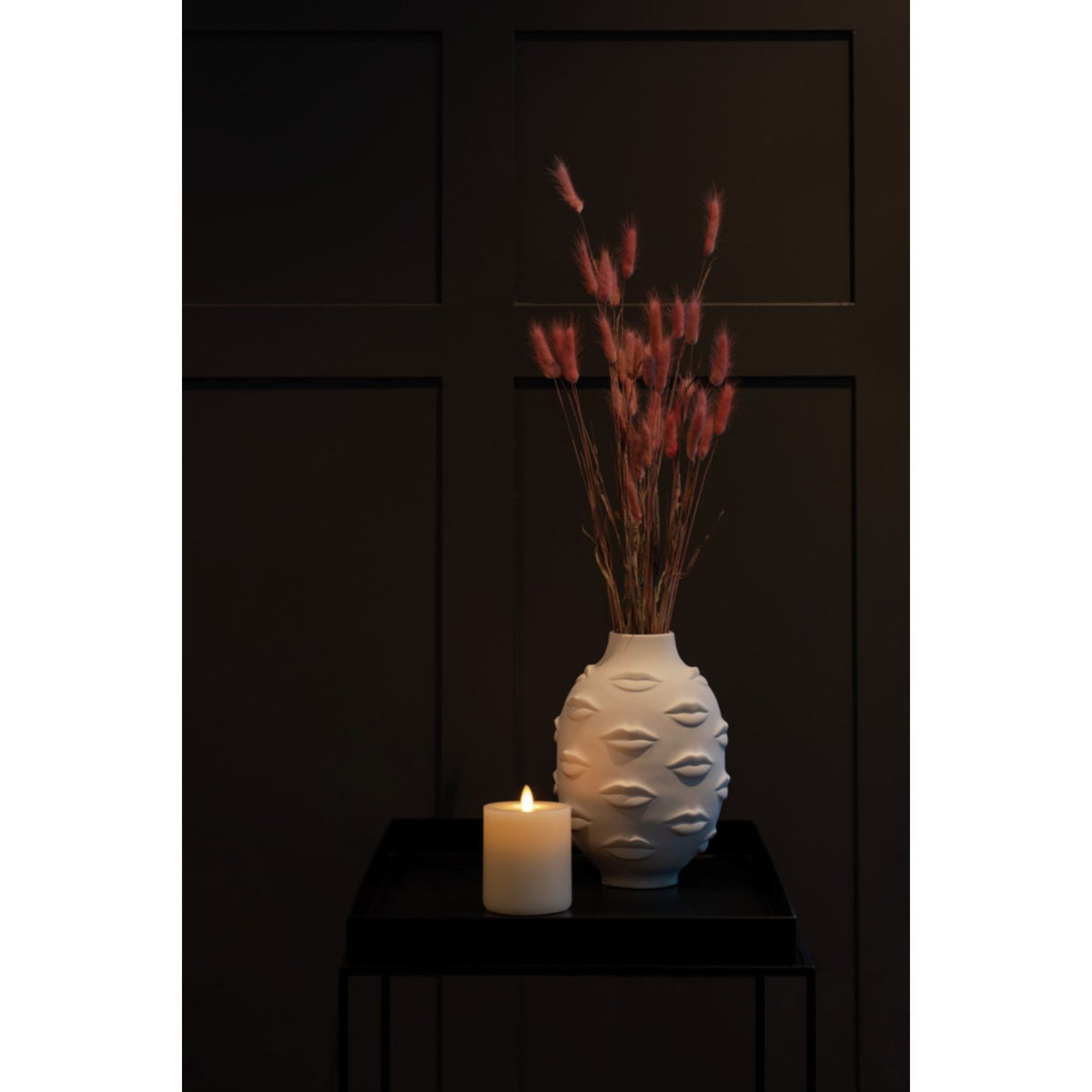 Vaxljus gräddvitt, varmvit LED 2xC Dekorationsljus El 8,1x10,1 cm