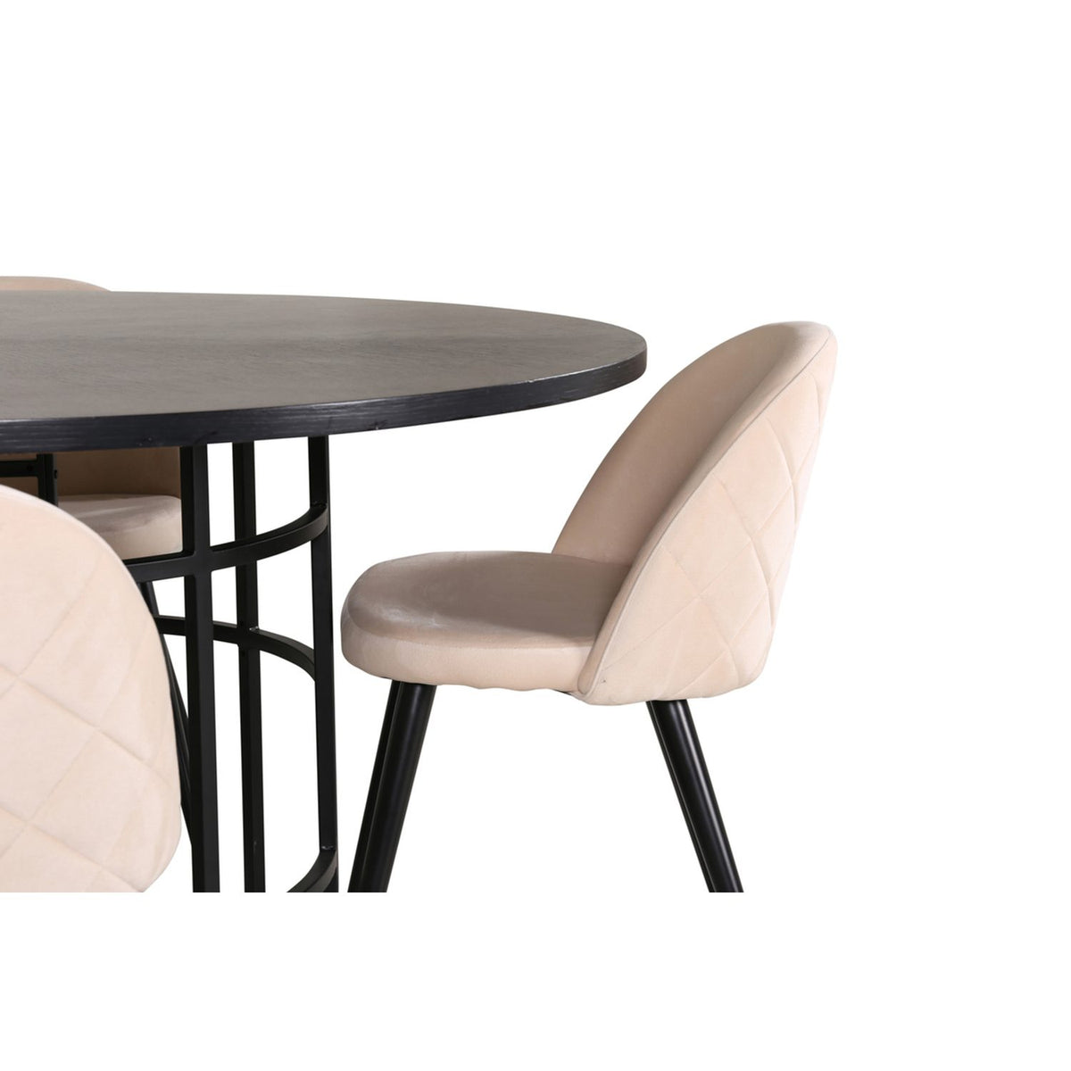 Copenhagen, Velvet Rund matgrupp Beige,Svart, Svart, ⌀140