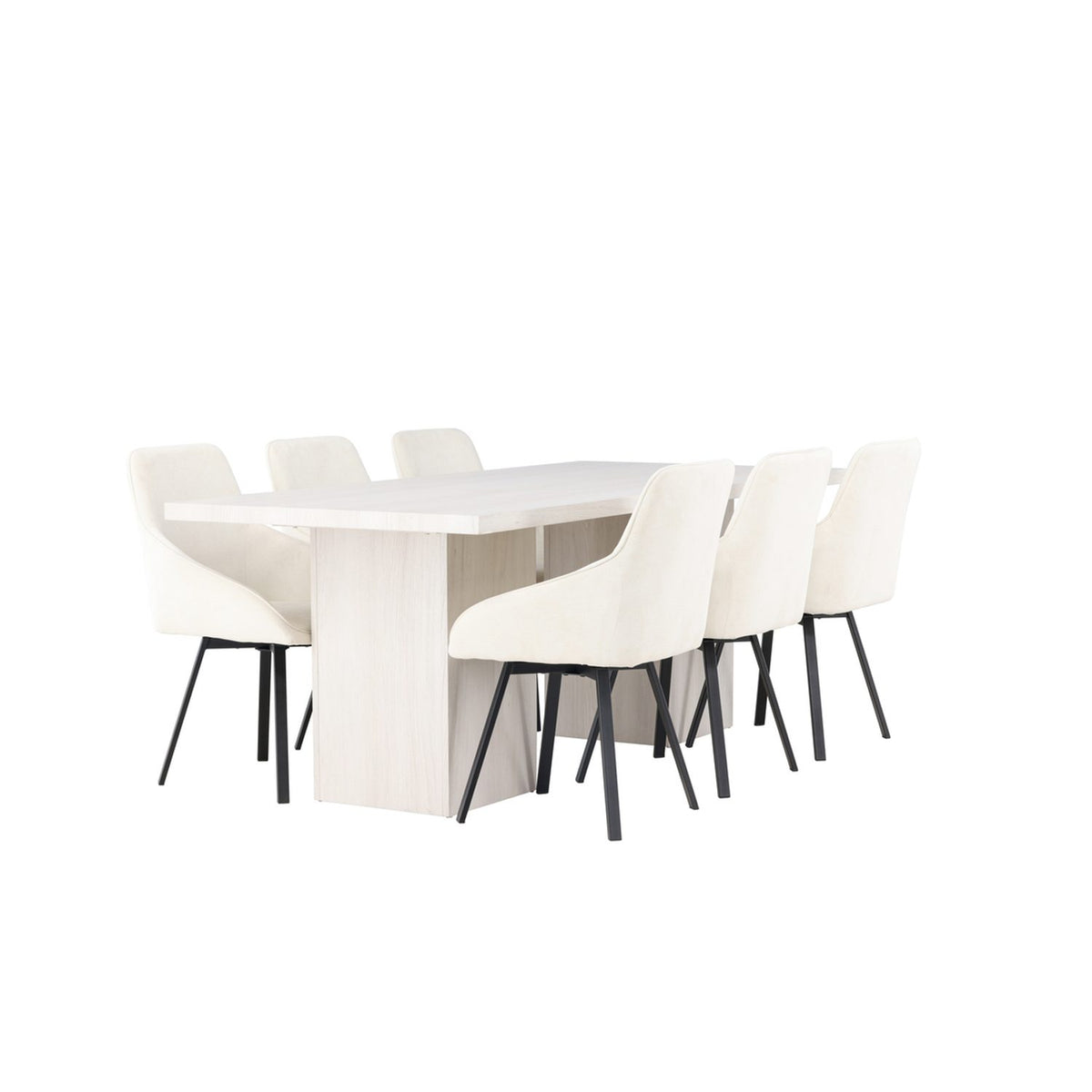 Olga, Rosie Rektangulär matgrupp Beige,Svart, Vit, 200 x 90