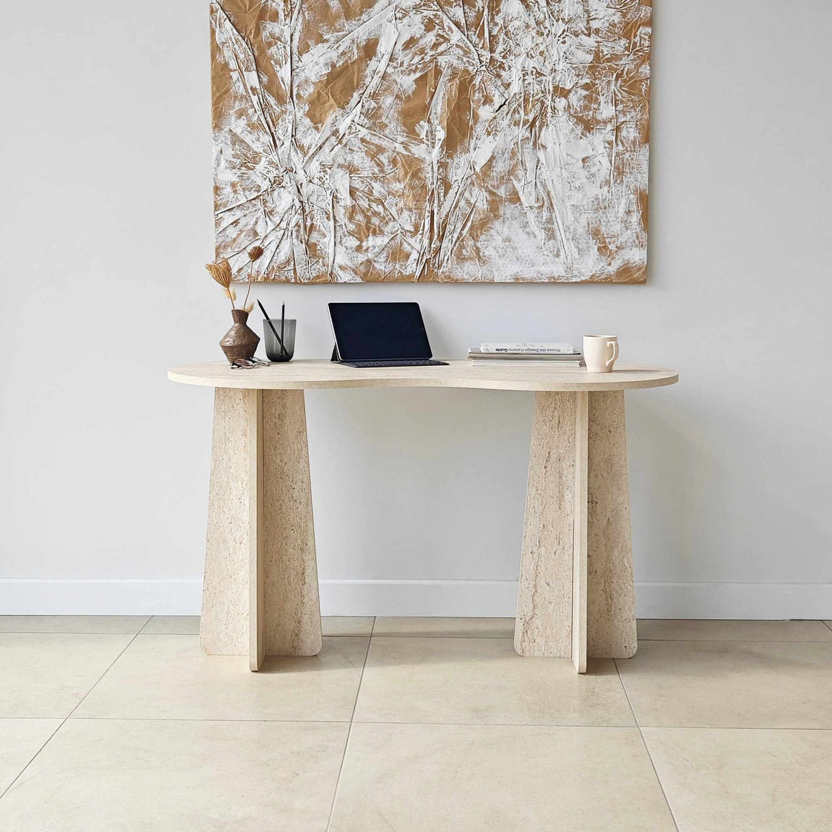 Nicosia (120 x 75 x 60 cm) Skrivbord Travertin