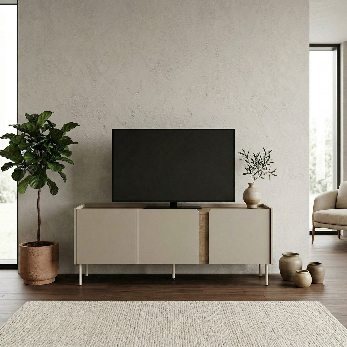 Lucile (140 x 53,9 x 35,5 cm) TV-bänk Sandsten Natur ek