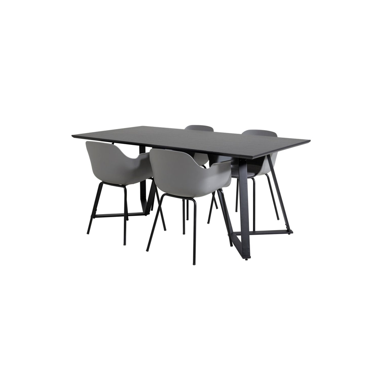 Marina, Comfort Rektangulär matgrupp Svart,Grå, Svart, 180 x 90