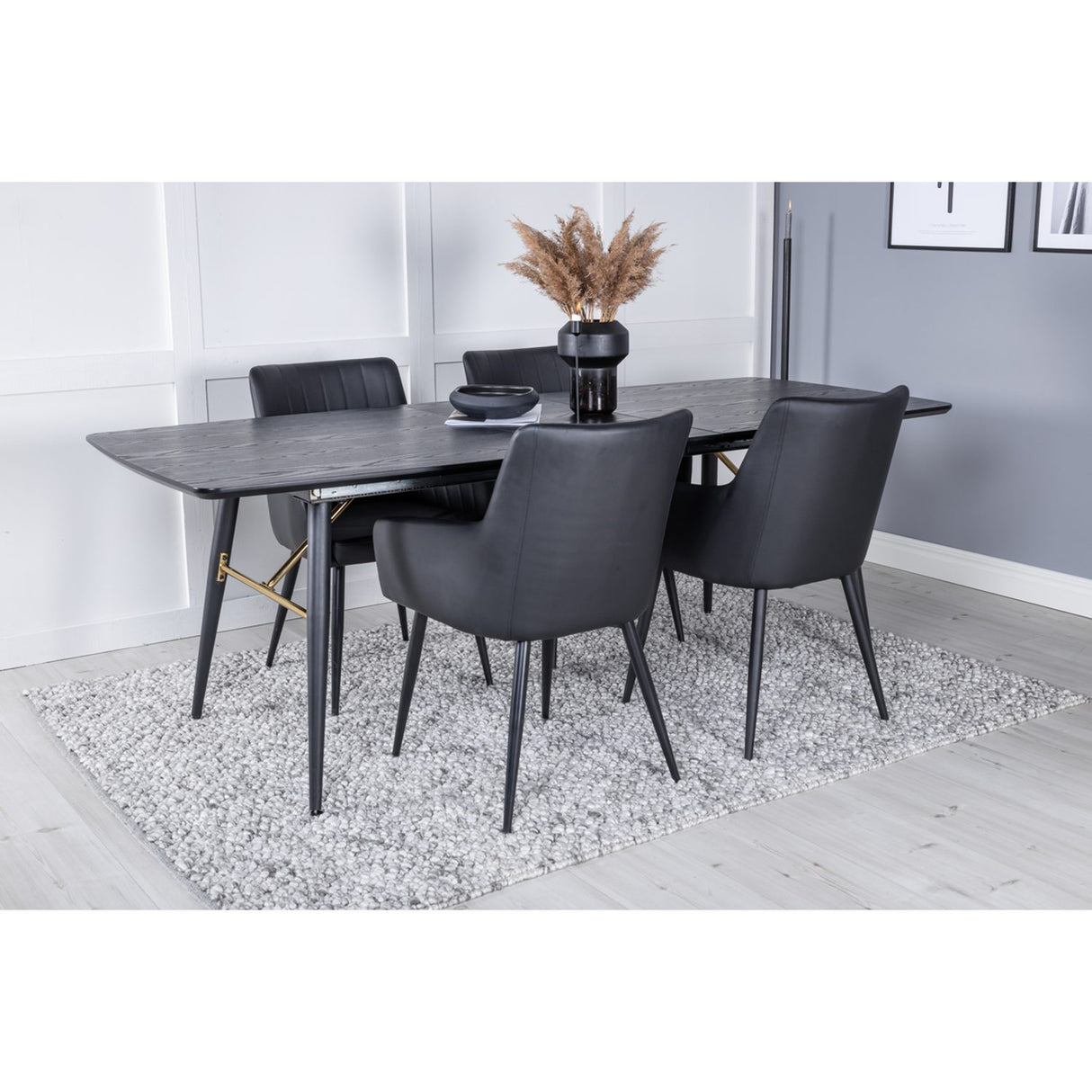 Gold, Comfort Rektangulär matgrupp Svart, Svart, 180 x 85