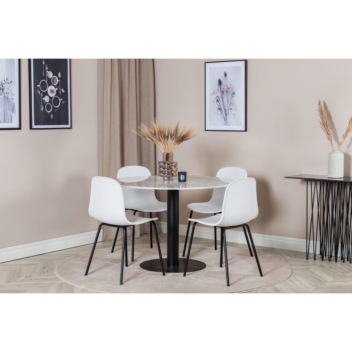 Estelle, Arctic Rund matgrupp Svart, vit, Svart, vit, ⌀106