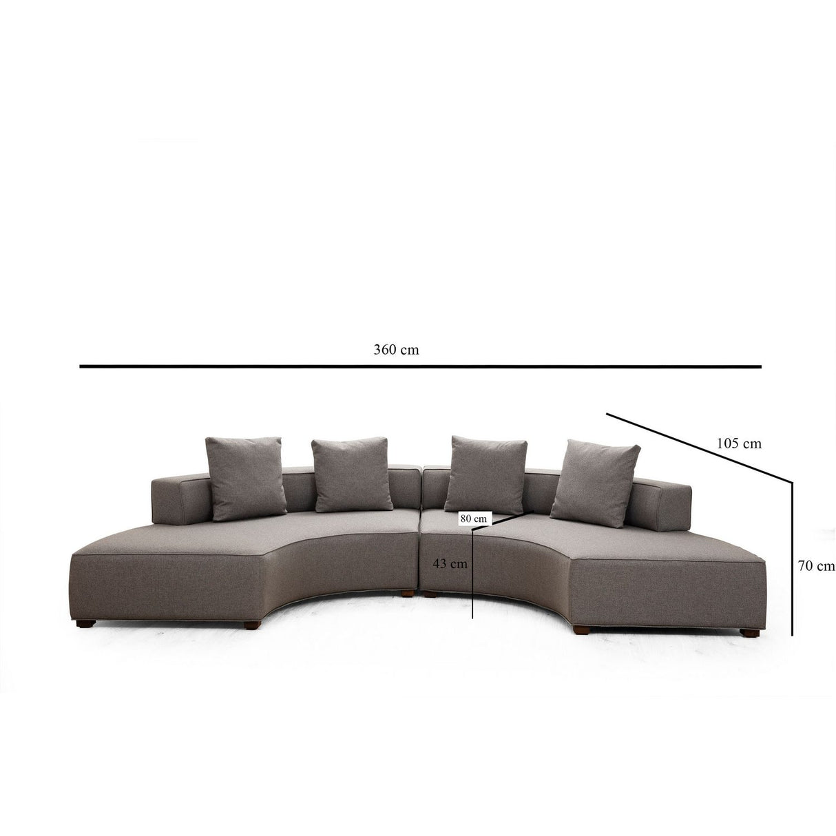 Paramaribo U-form (360-105 x 70 cm) Grå Hörnsoffa