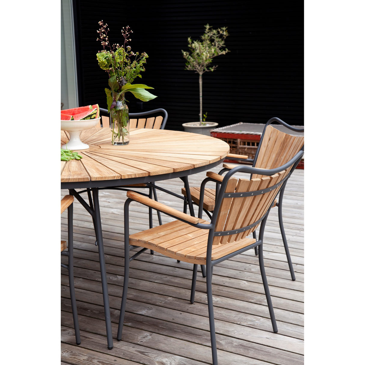 Ellen Trädgårdsbord i Teak och Aluminium 150 cm, Antracit