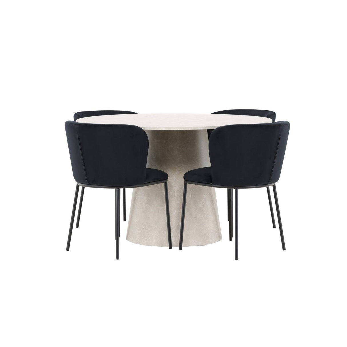 Lanzo, Edina Runt matgrupp Svart, Beige, 4st