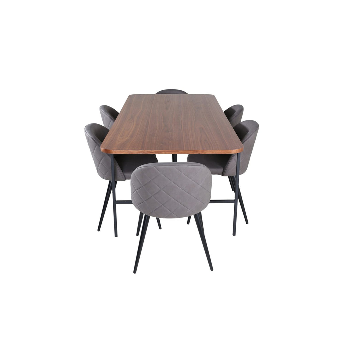 Uno, Velvet Rektangulär matgrupp Svart,Grå, Svart,Natur, 200 x 90
