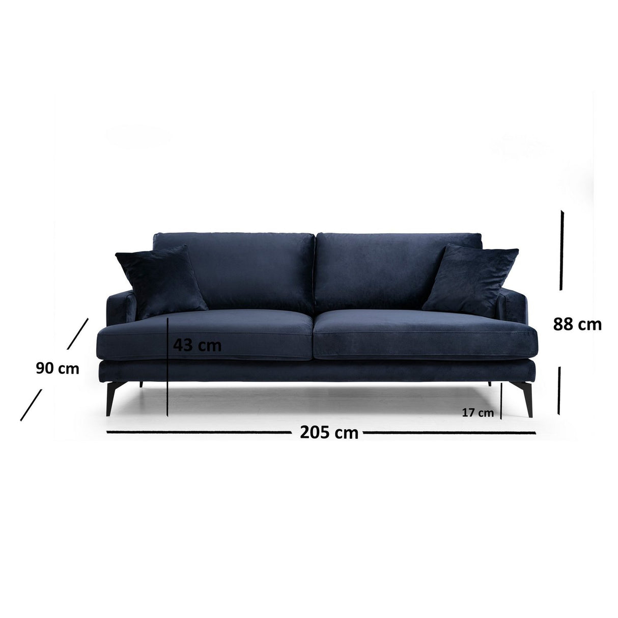 Tbilisi 3-sits (205 x 90 x 88 cm) 3-sitssoffa Marinblå