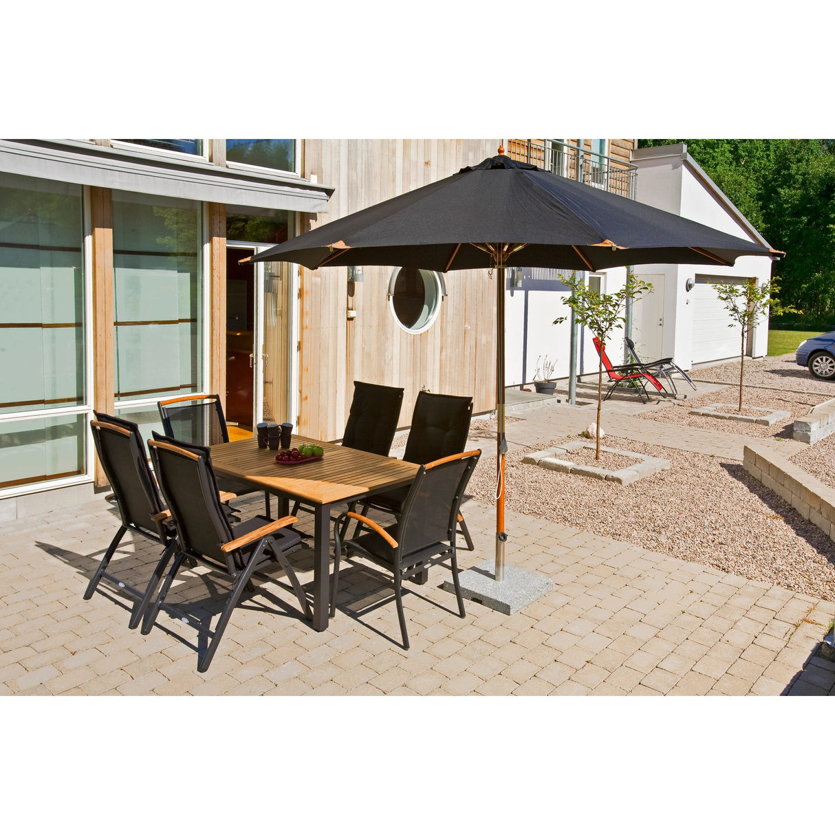 Träparasoll 335 cm Svart