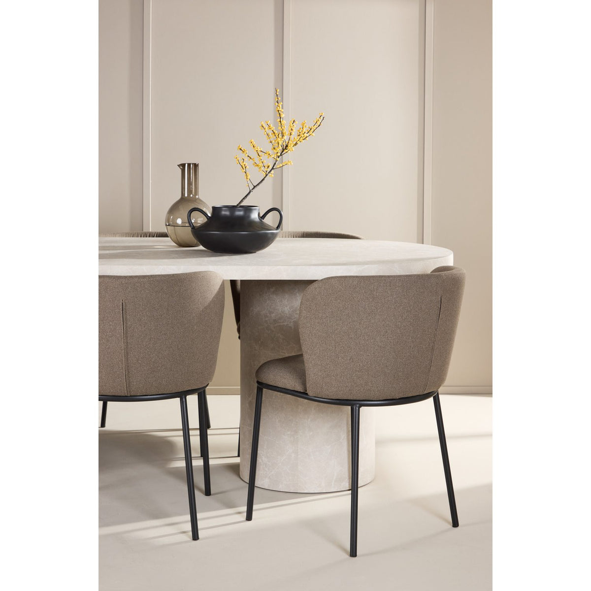 Narvik, Edina Oval matgrupp Svart,Brun, Beige, 200 x 100