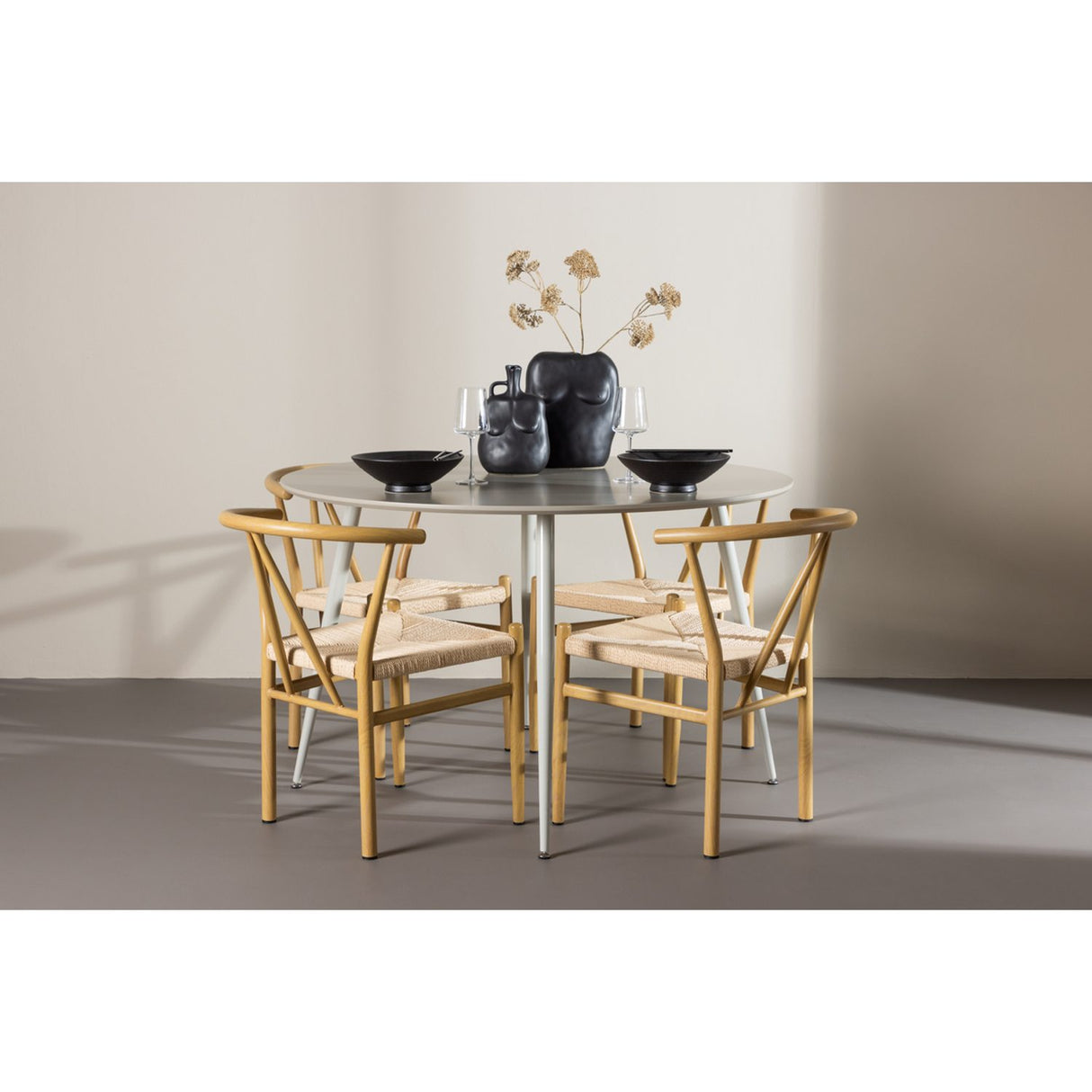Plaza, Alfons Rund matgrupp Natur, Beige, ⌀120