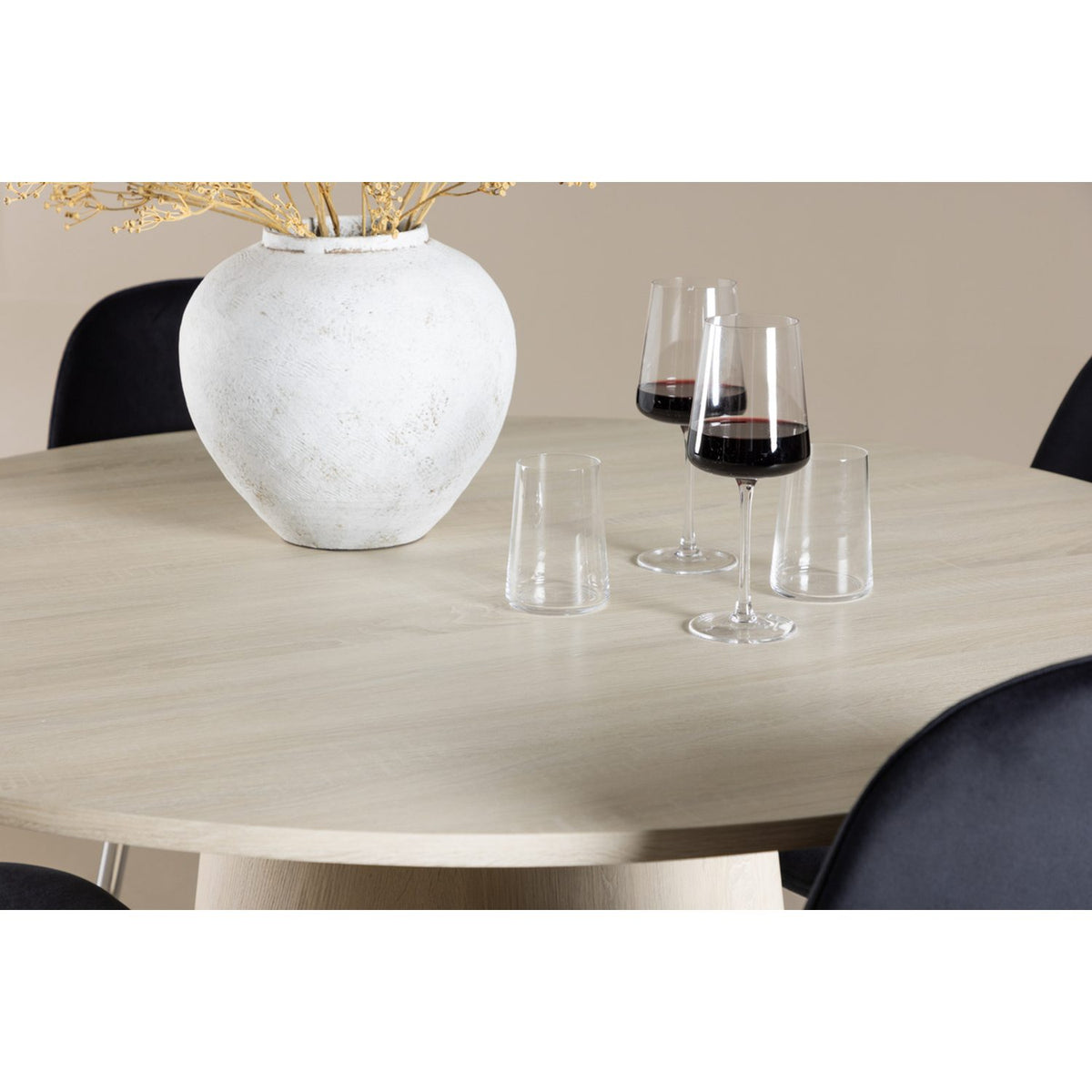 Lanzo, Polar Rund matgrupp Svart,Silver, Vitpigmenterad, ⌀120