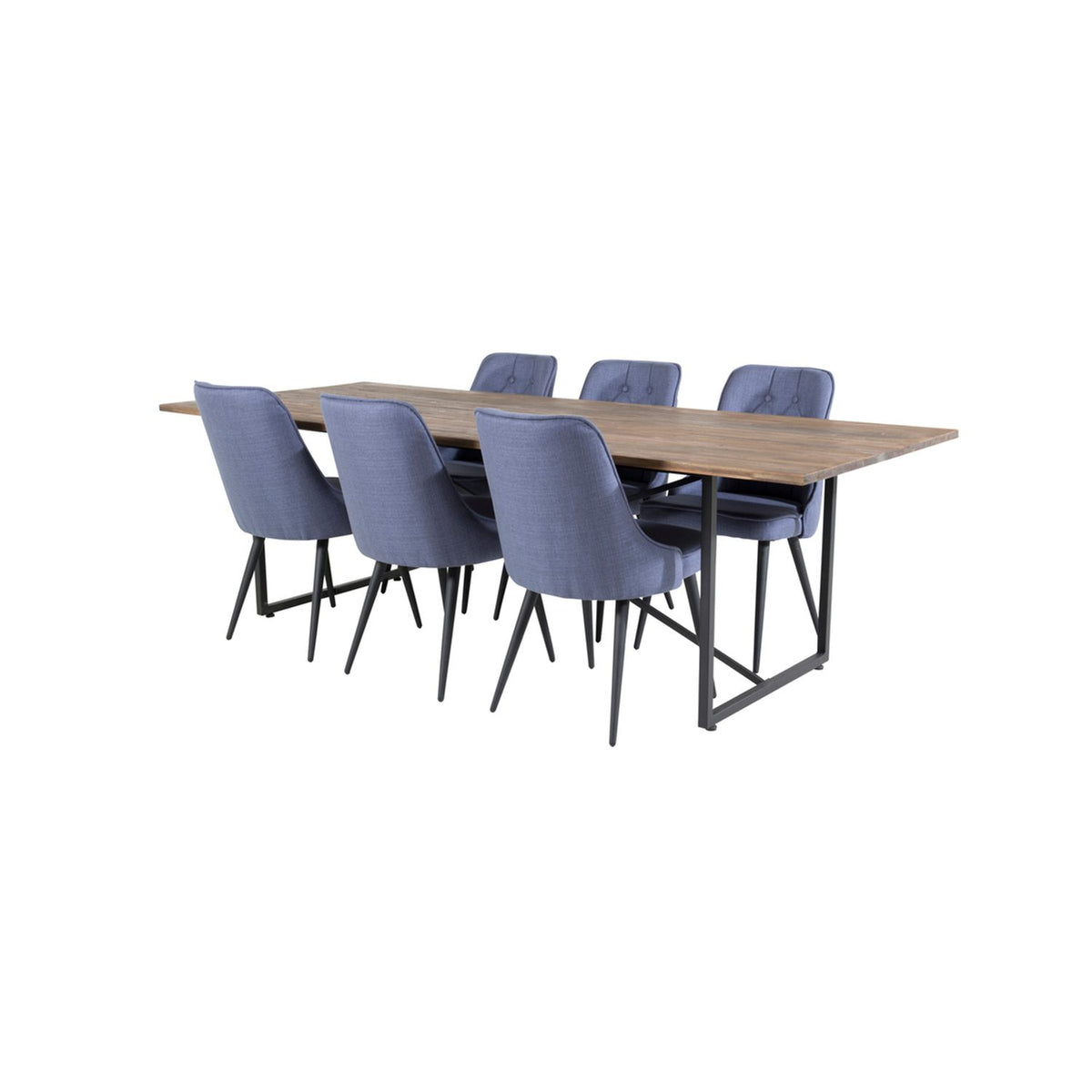 Padang, Velvet Deluxe Rektangulär matgrupp Svart,Blå, Svart,Natur, 250 x 100