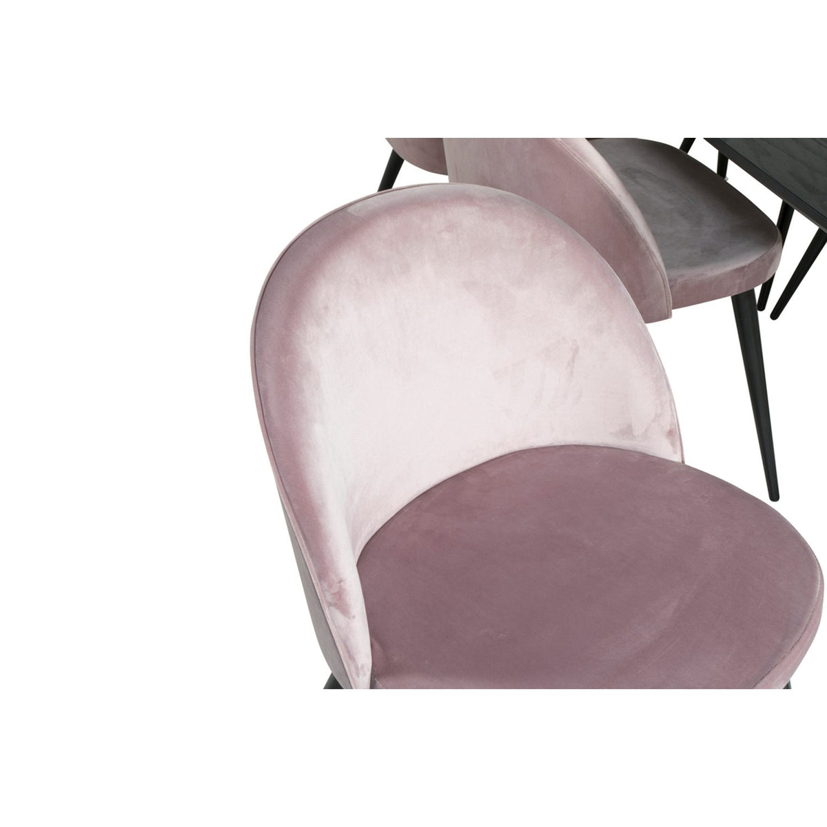 Gold, Velvet Rektangulär matgrupp Svart,Dammig rosa, Svart, 180 x 85