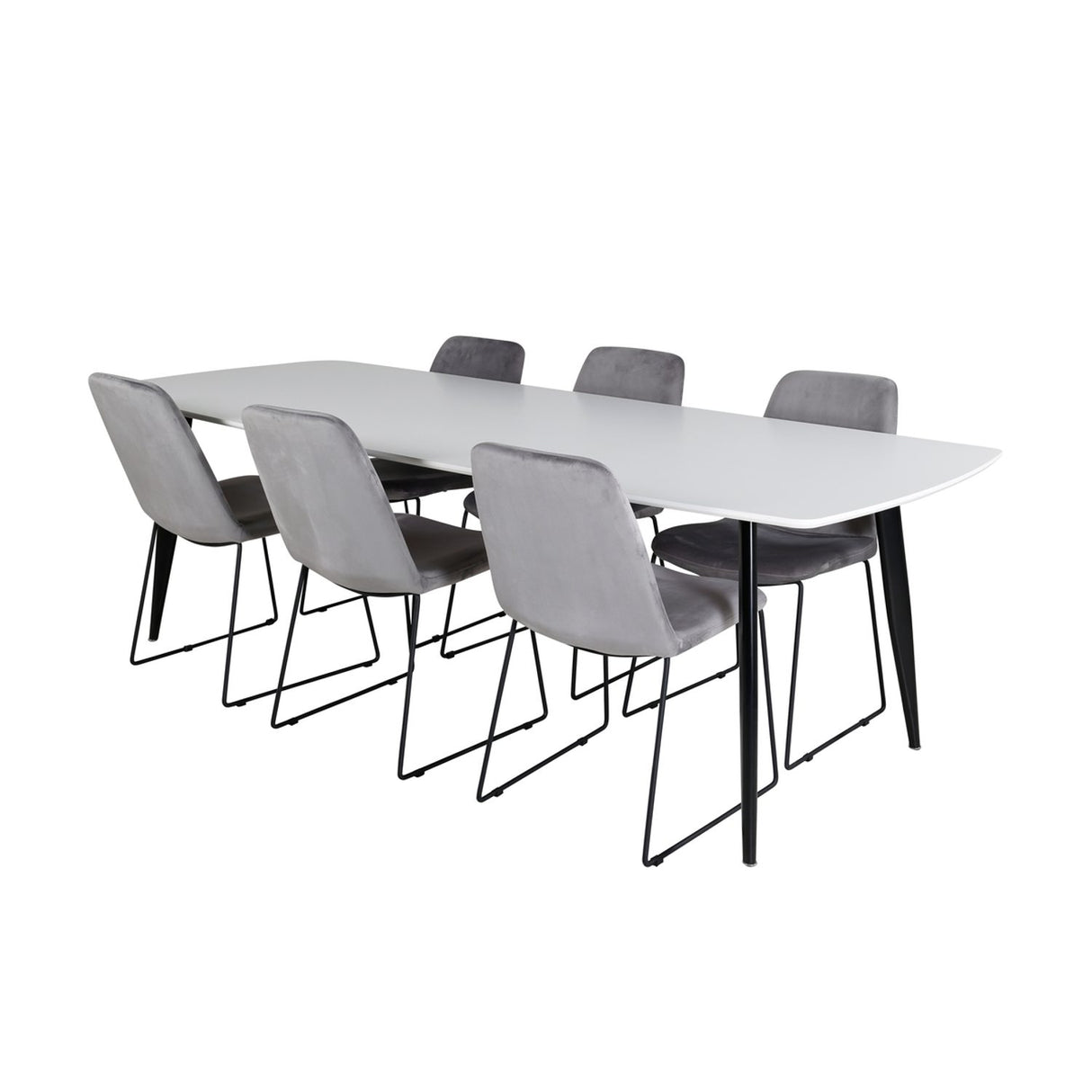 Polar, Muce Rektangulär matgrupp Svart,Grå, Svart, Vit, 240 x 100