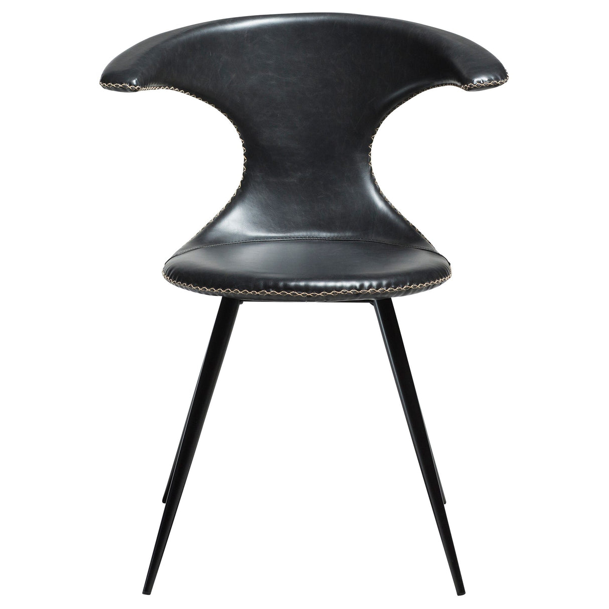 Flair Stol Vintage Black Art.Leather, Round Black